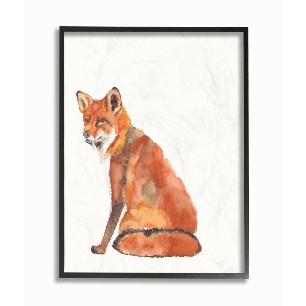 Stupell Industries Orange Curious Fox Watercolor Black Wooden Framed Wall Art